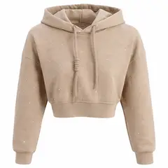 KIBOU - Chaleco Polerones Crop Juvenil Con Capucha Diseños Brillantes