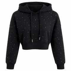 KIBOU - Chaleco Polerones Crop Juvenil Con Capucha Diseños Brillantes