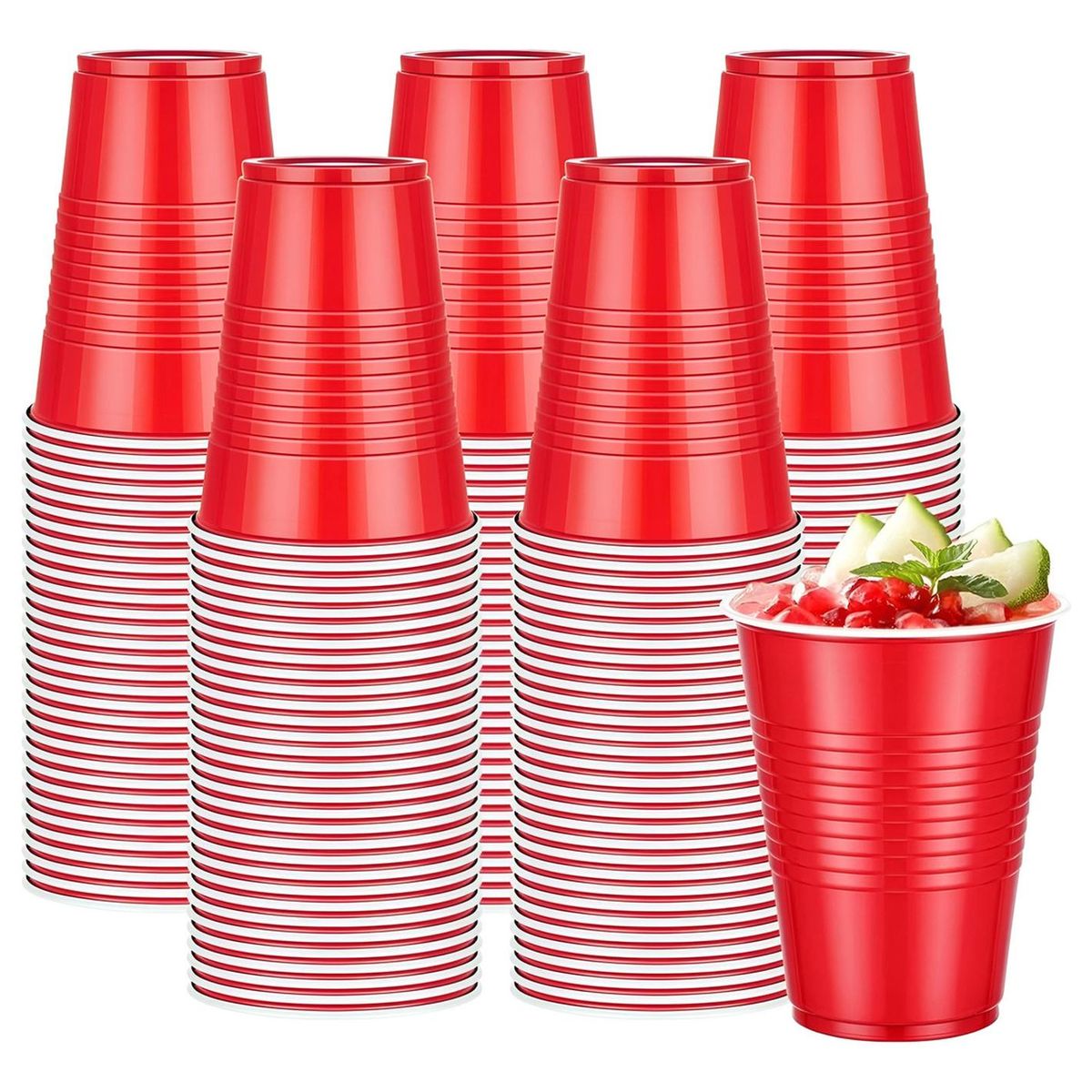 PASTELERIUSCL - 50 Vasos Plasticos Vaso Desechable Grande Bicolor 16oz 473ml Rojo 473 Ml