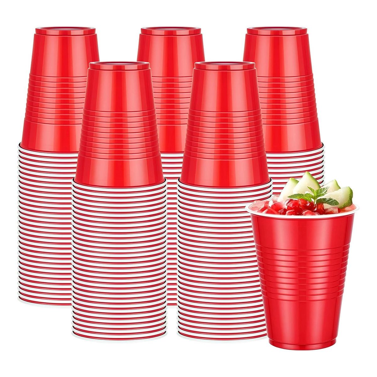 PASTELERIUSCL - 50 Vasos Plasticos Vaso Desechable Grande Bicolor 16oz 473ml Rojo 473 Ml