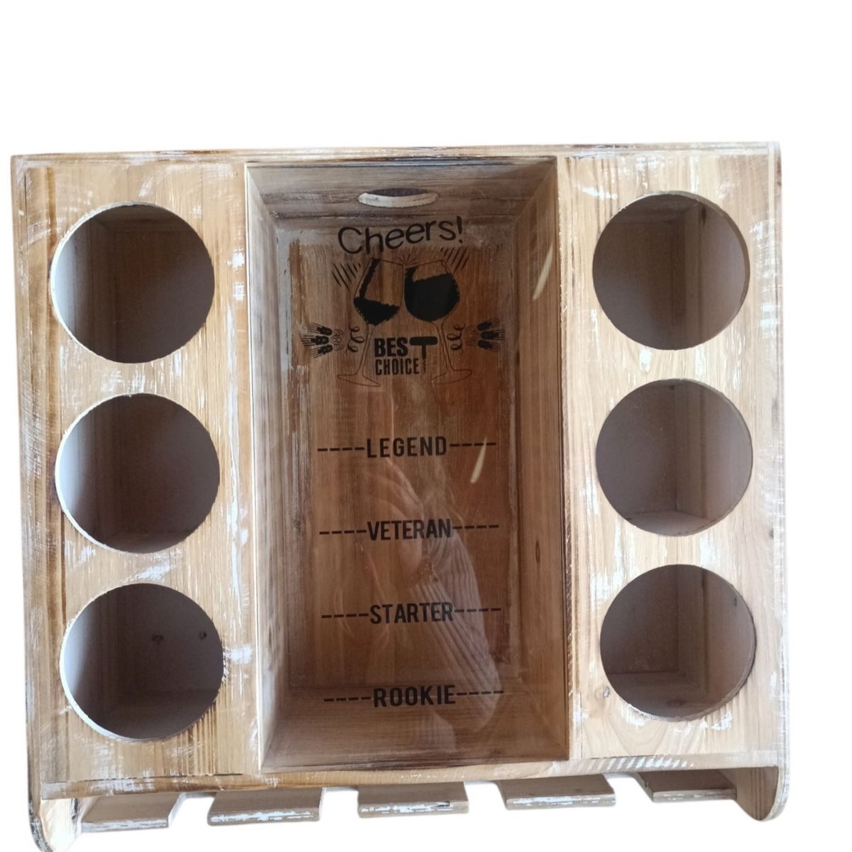 GENERICO - CAVA MADERA 6 VINOS , CON DISPENSADOR DE CORCHOS Y COPAS