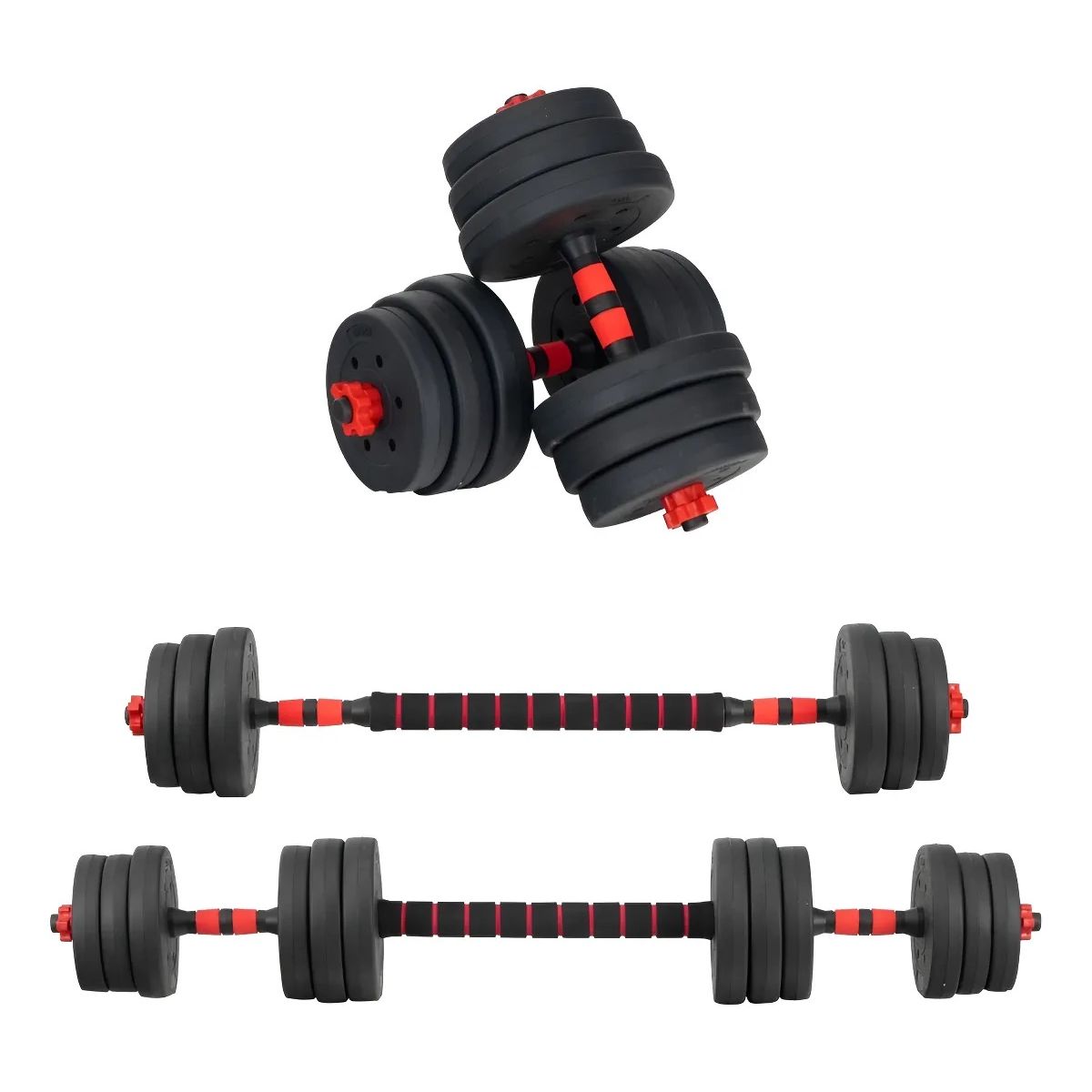 GENERICO - Set Mancuernas Ajustables 20kg Con Barra 2 En 1 Ejercicios En Casa