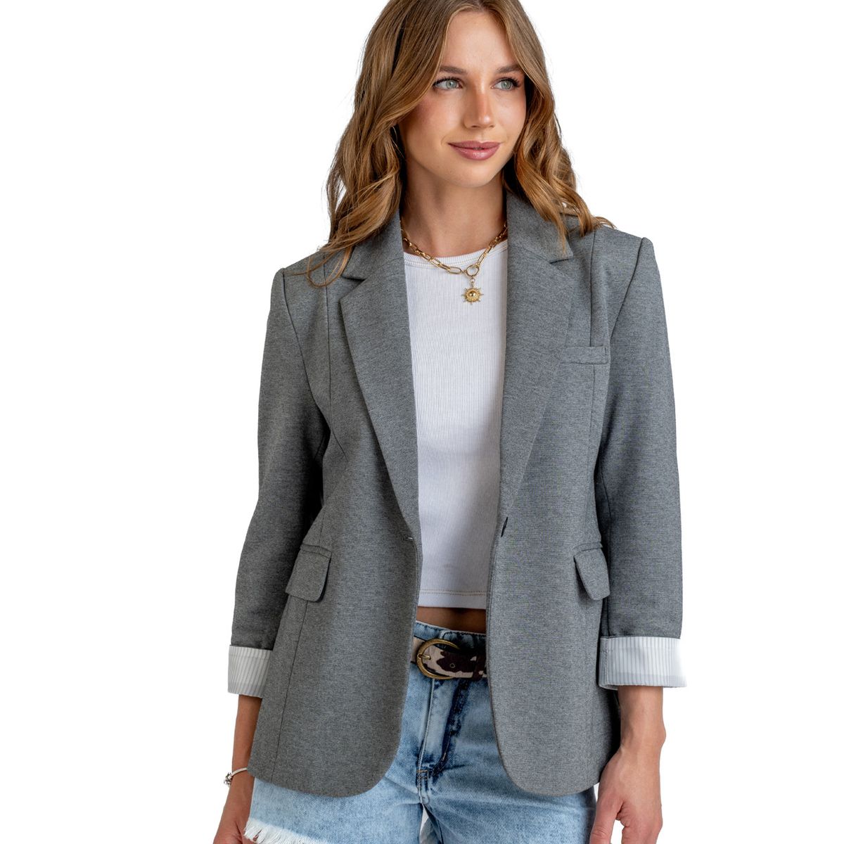 EFESIS - Blazer Regular Manga Roll Up Mujer