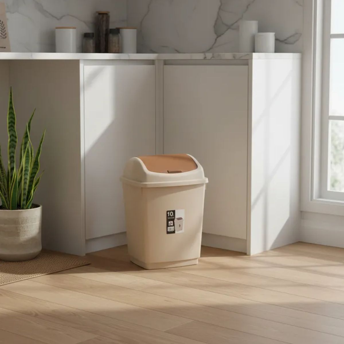 GENERICO - Basurero Plástico 15L Tapa Vaivén Cocina Baño