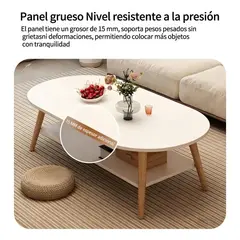 EVERSO - Mesa Auxiliar De Centro Redonda Madera 2 Niveles 20x60x42cm