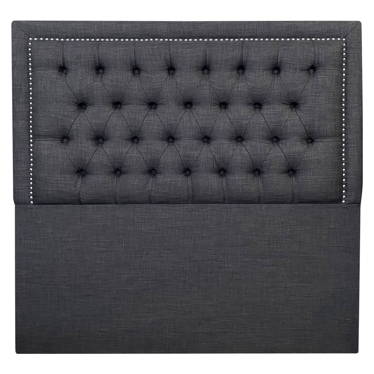 VINTAGE MOBEL - Respaldo Capitone Rahmen 1 plaza Lino Gris Oscuro