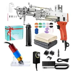 GENERICO - Kit Maquina Tufting + Esquiladora + Tela Base + Lanas 12pcs