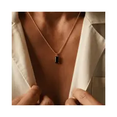 SAINT VENIK - Void Onyx Pendant 50cm Enchapado 18k Poder Sofisticacion