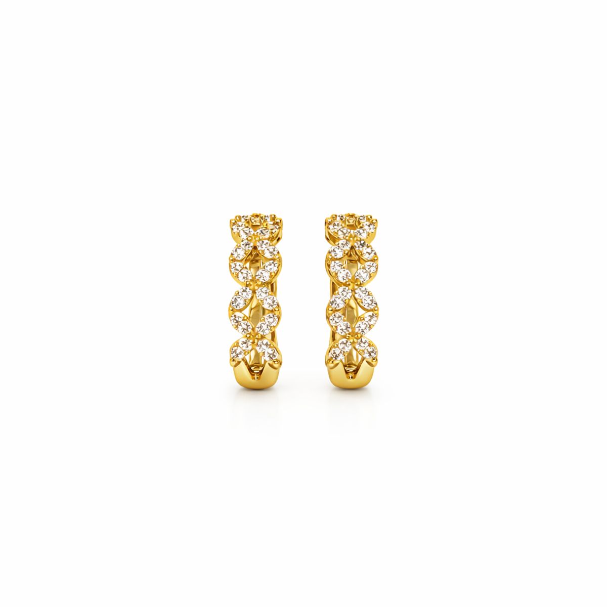 JB JOYAS BARON - Aros Oro Amarillo 18kt Argollas Trenzadas Circonita 12MM