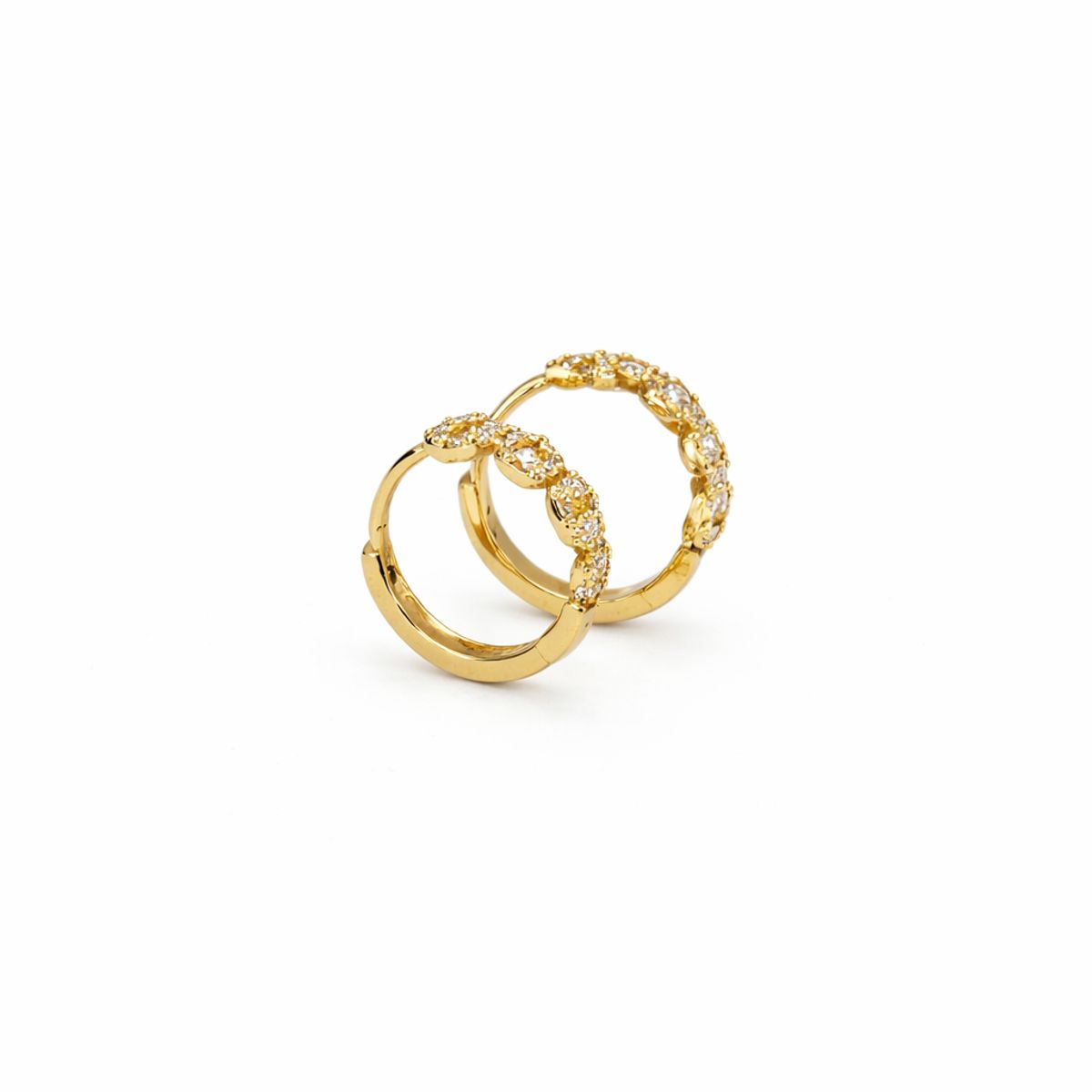 JB JOYAS BARON - Aros Oro Amarillo 18kt Argollas Trenzadas Circonita 12MM