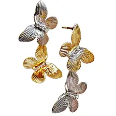 VIVAFELICIA - Aros Acero Mariposas Dorado Plateado