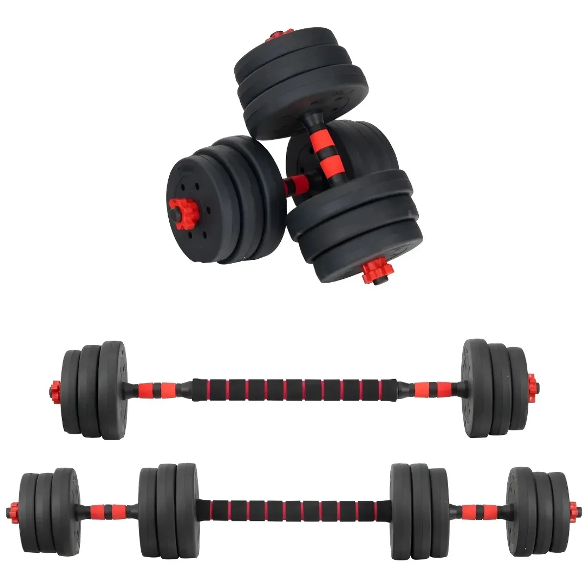 GENERICO - Set Mancuernas Y Barra Unibles 20kg Fitness Pesas Ajustables Ejercicios