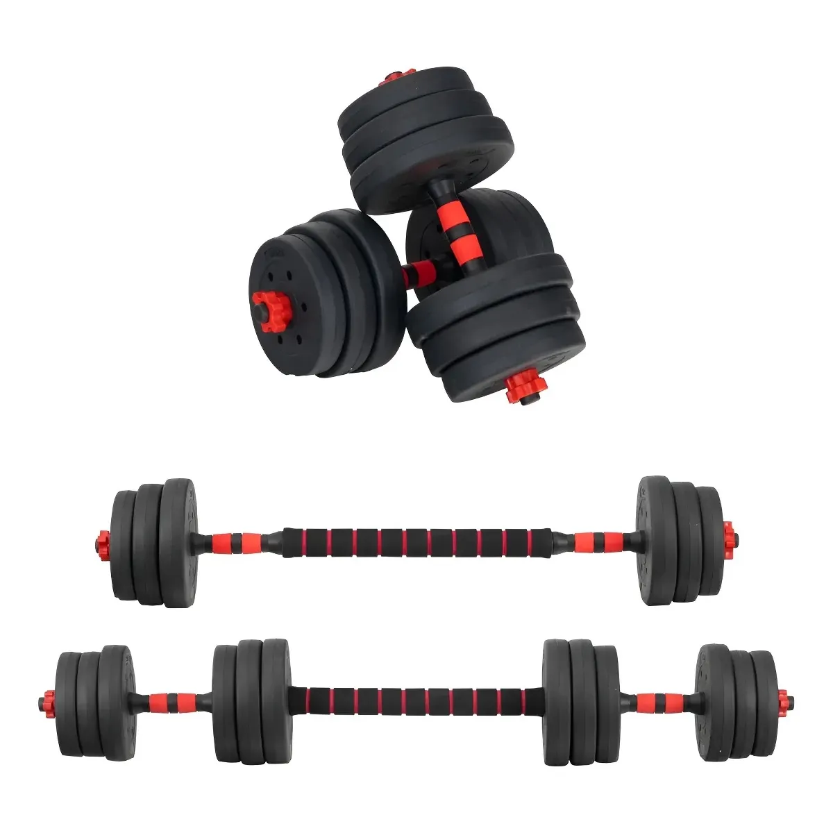 GENERICO - Set Mancuernas Y Barra Unibles 20kg Fitness Pesas Ajustables Ejercicios