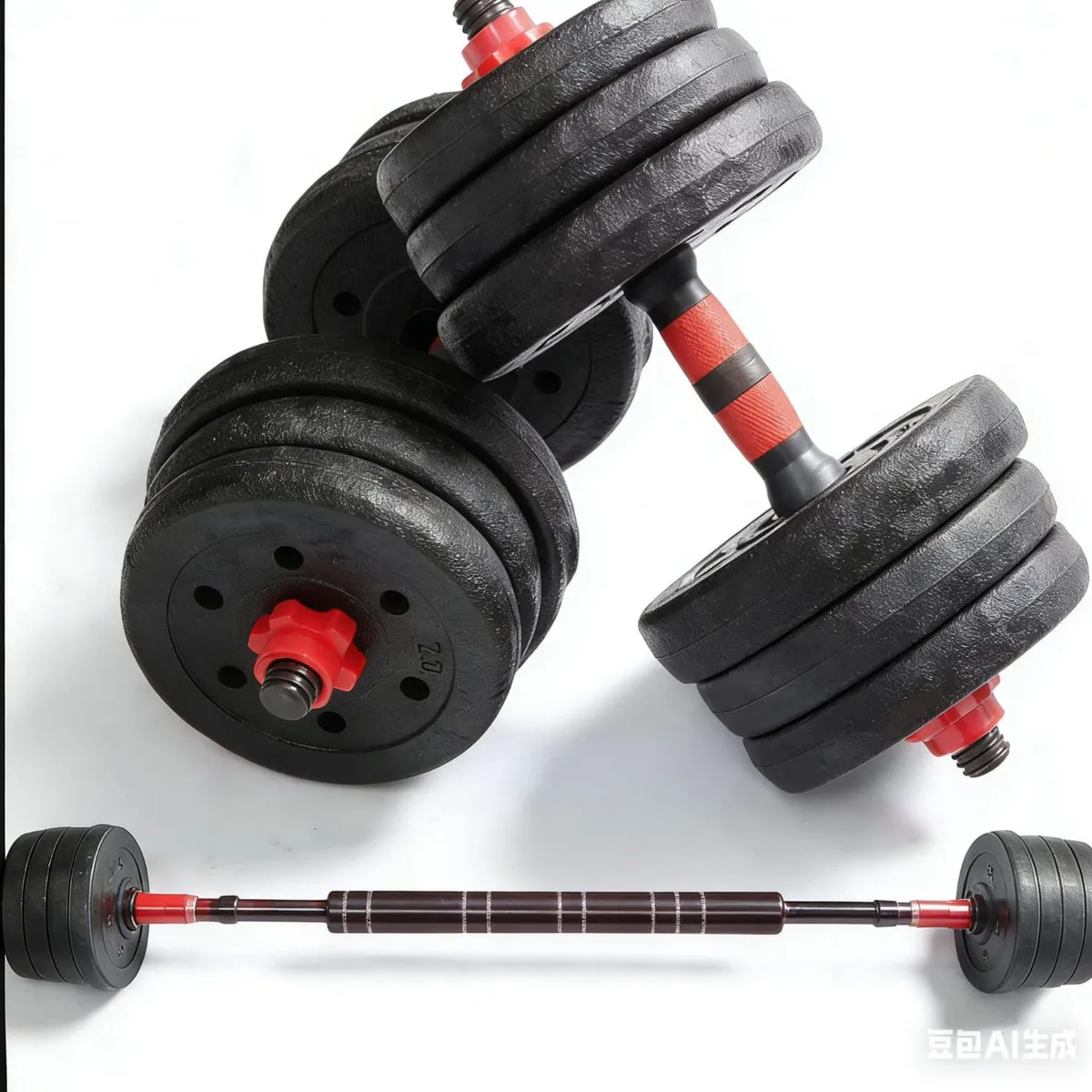 GENERICO - Set Mancuernas Y Barra Unibles 20kg Fitness Pesas Ajustables Ejercicios