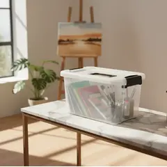 GENERICO - Caja Organizadora Plástica Con Tapa Y Broches 20L
