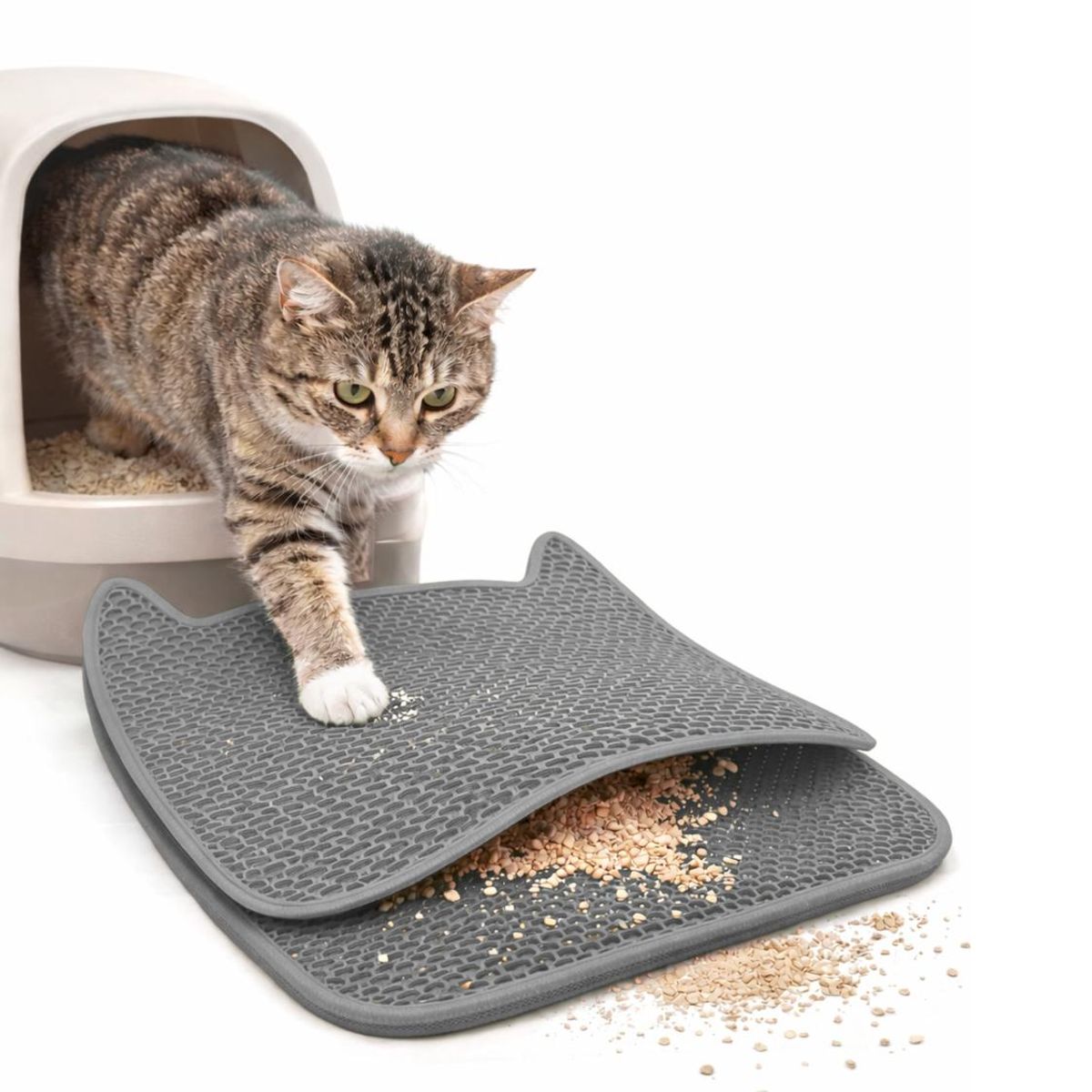 GENERICO - Alfombra para Arena de Gatos Doble Capa 65x49 cm - Gris