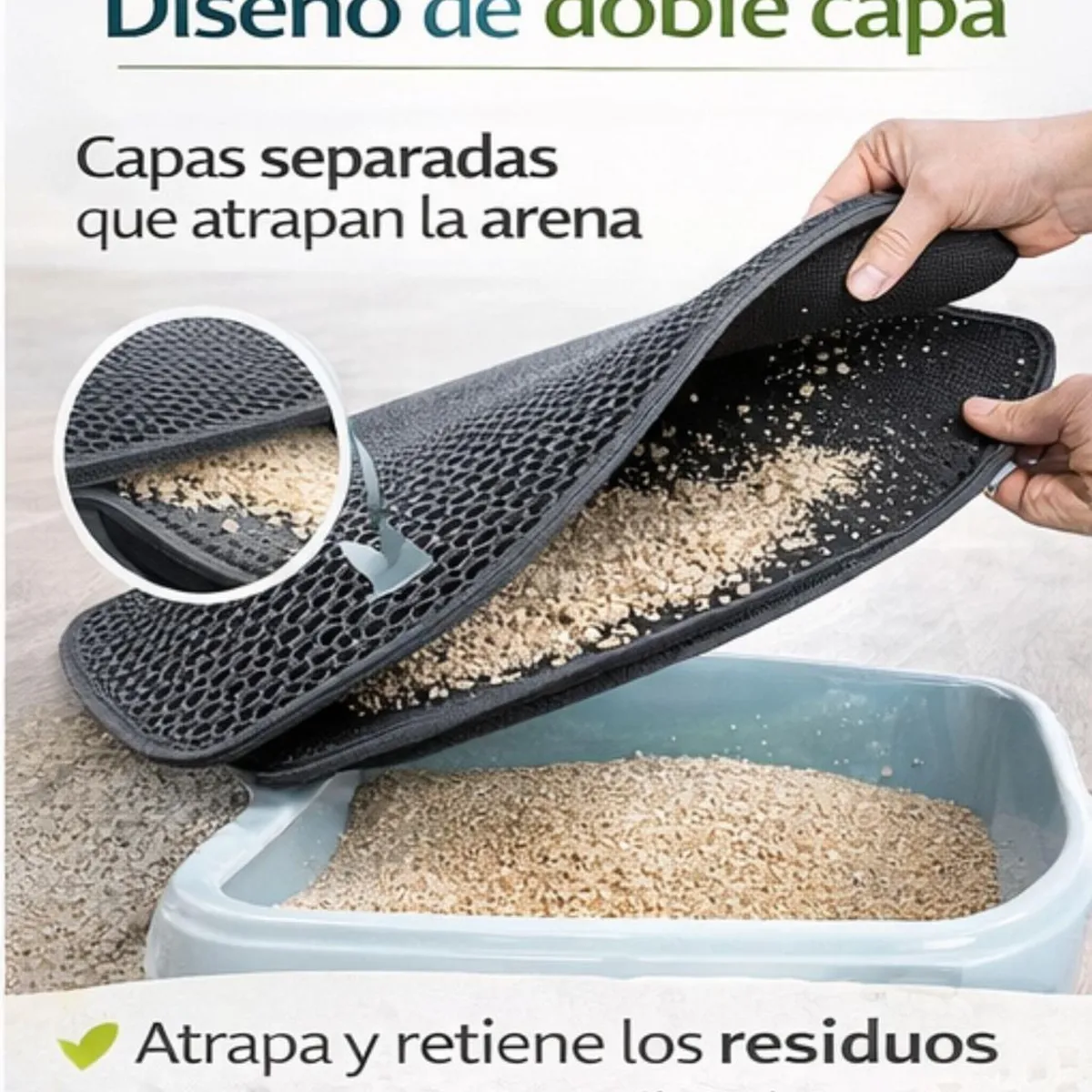 GENERICO - Alfombra para Arena de Gatos Doble Capa 65x49 cm - Gris