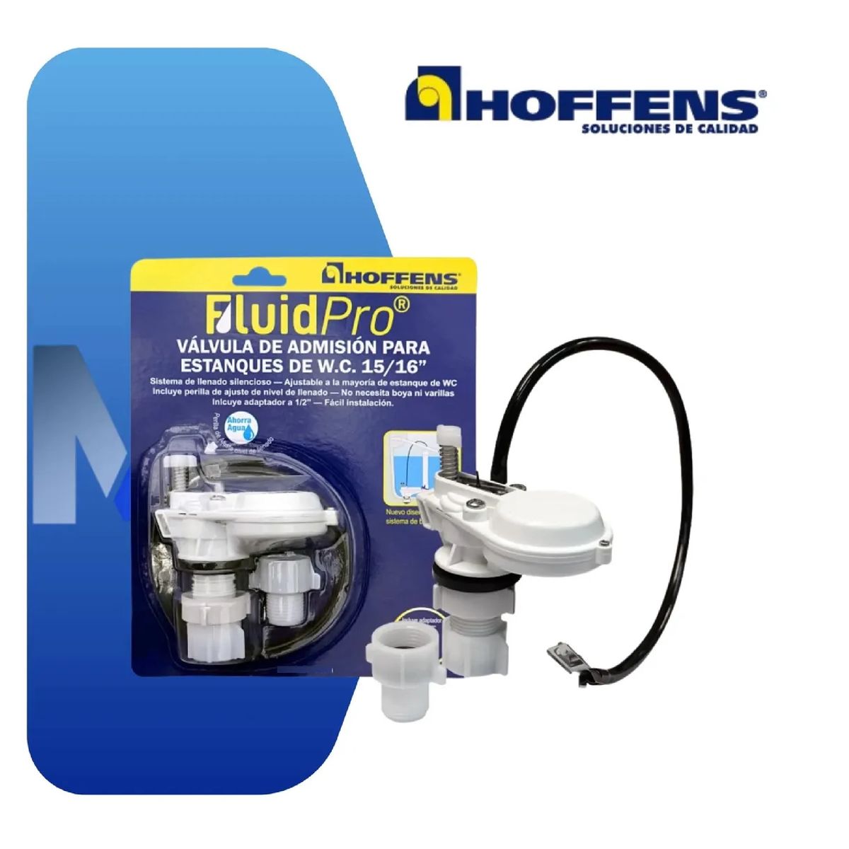 HOFFENS - Valvula Admisión Wc Silenciosa Fluidpro Quince Dieciseisavos Con Adaptador