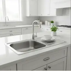 TAUMM - Pack Lavaplatos 80x44 Secador Derecho + Llave Monomando Inox