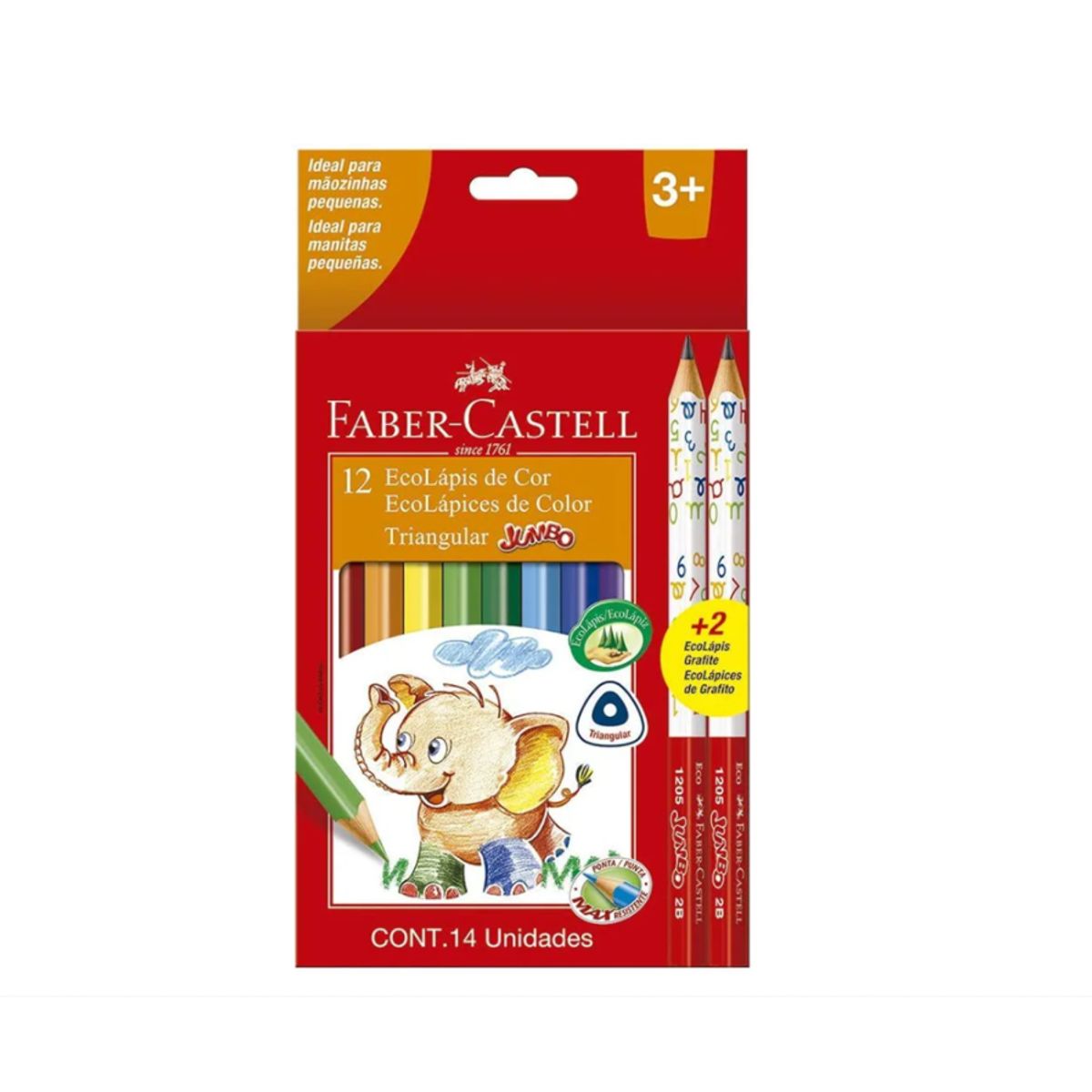 FABER-CASTELL - Lapices de colores Jumbo12 und + 2 grafito FABER CASTELL