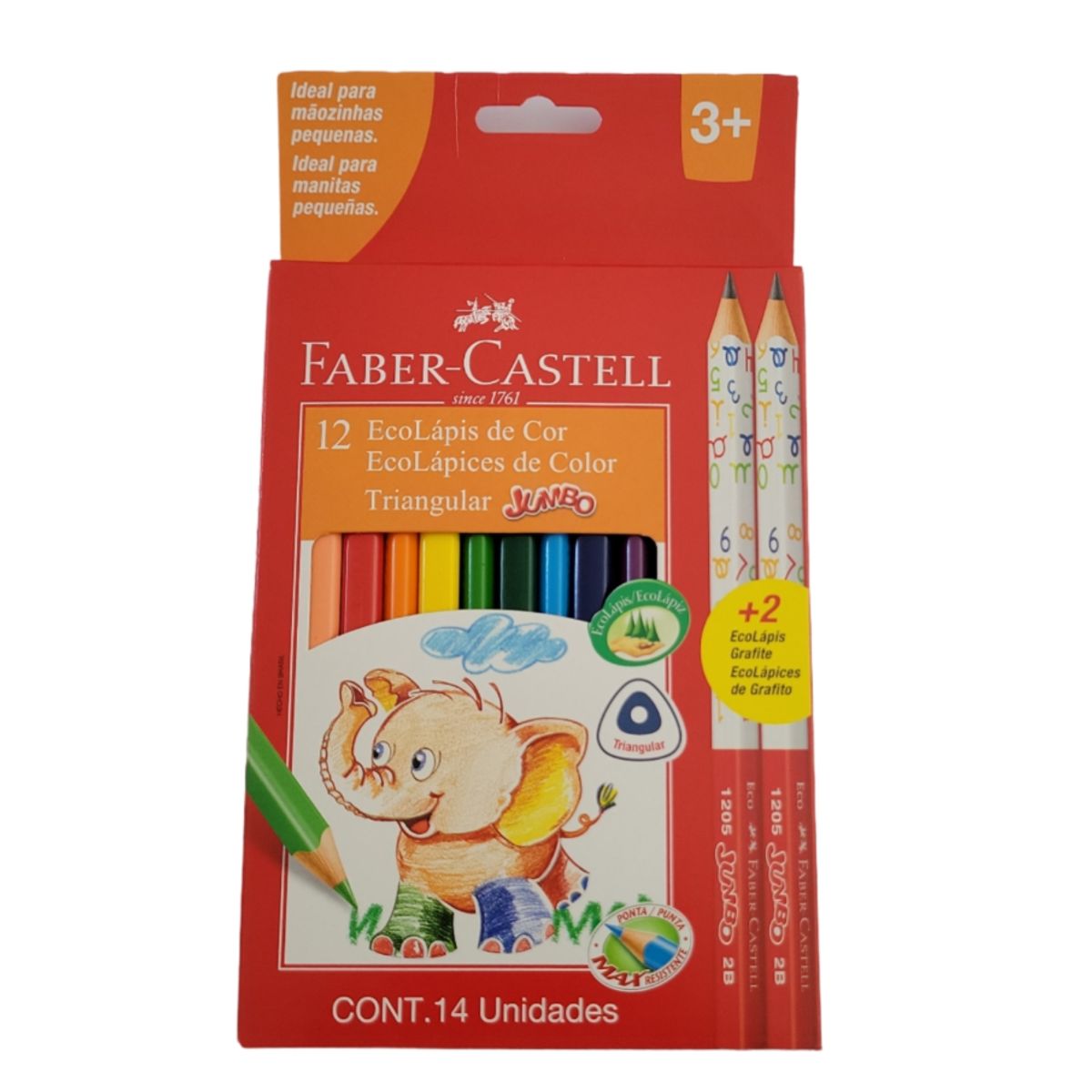 FABER-CASTELL - Lapices de colores Jumbo12 und + 2 grafito FABER CASTELL