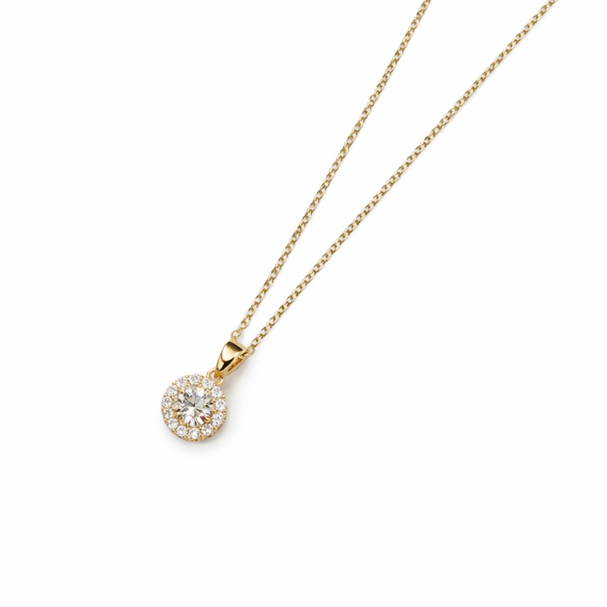 JB JOYAS BARON - Colgante Oro Amarillo 18kt Botón Circonita Central 5MM