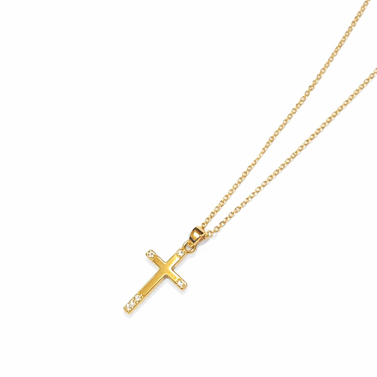JB JOYAS BARON - Colgante Oro Amarillo 18kt Cruz Circonita 24x11MM