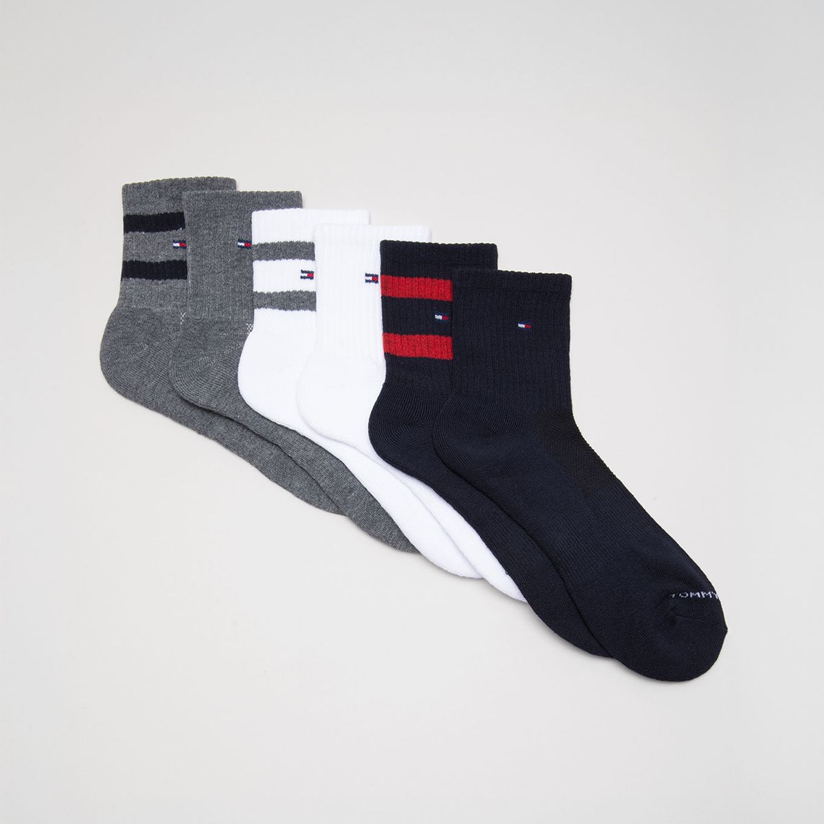 TOMMY HILFIGER - Pack De 6 Pares De Calcetines Tobilleros Gris Tommy Hilfiger