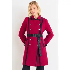 ASH - Chaqueton Liso Con Cinturon Mujer Rojo