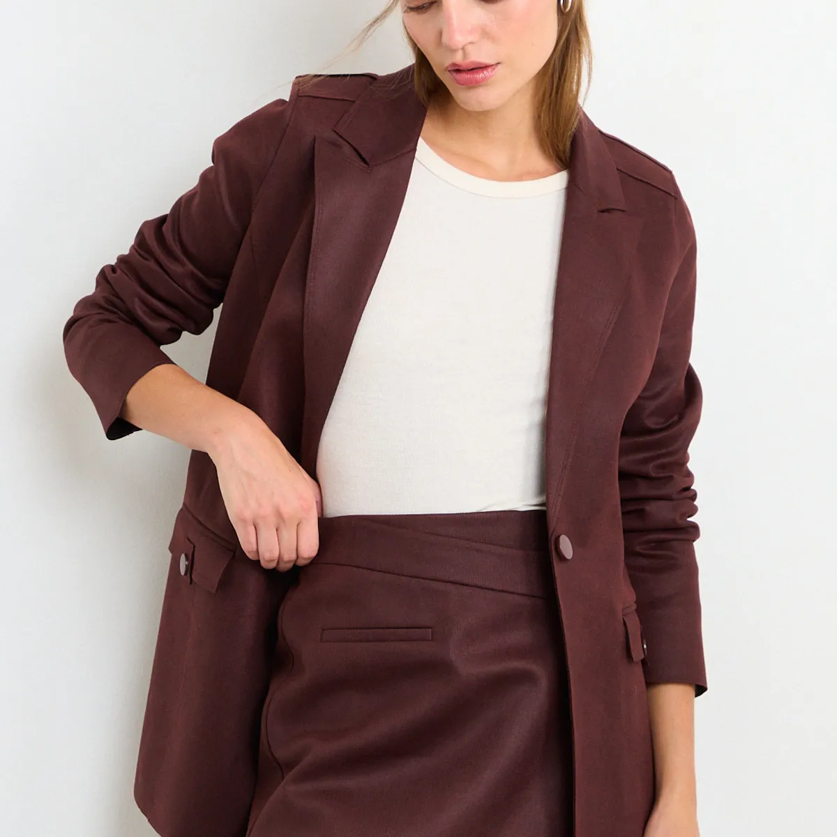 IO - Blazer Liso Mujer Café Io
