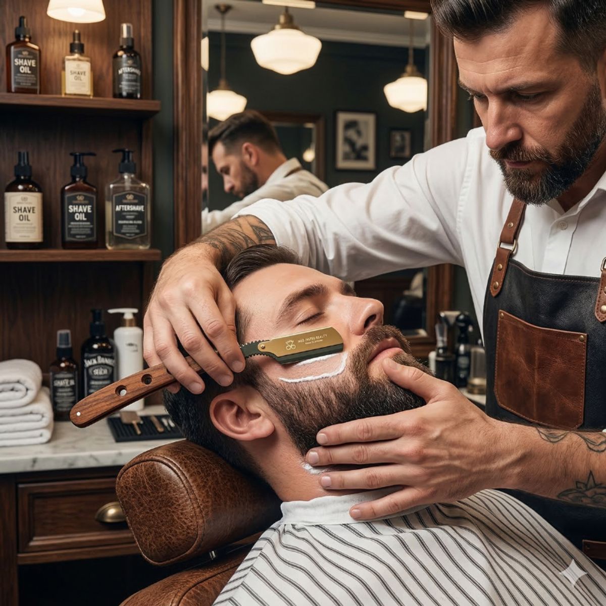 GENERICO - Navaja De Afeitar Madera Para Barbero Peluqueria