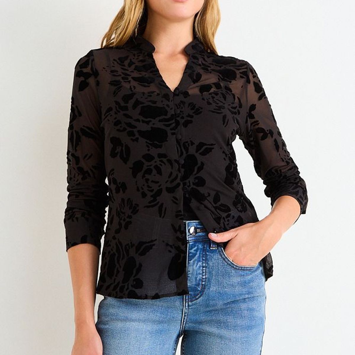 ASH - Blusa Manga Larga Con Diseño Mujer Negro Ash