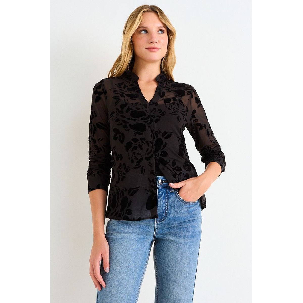 ASH - Blusa Manga Larga Con Diseño Mujer Negro Ash