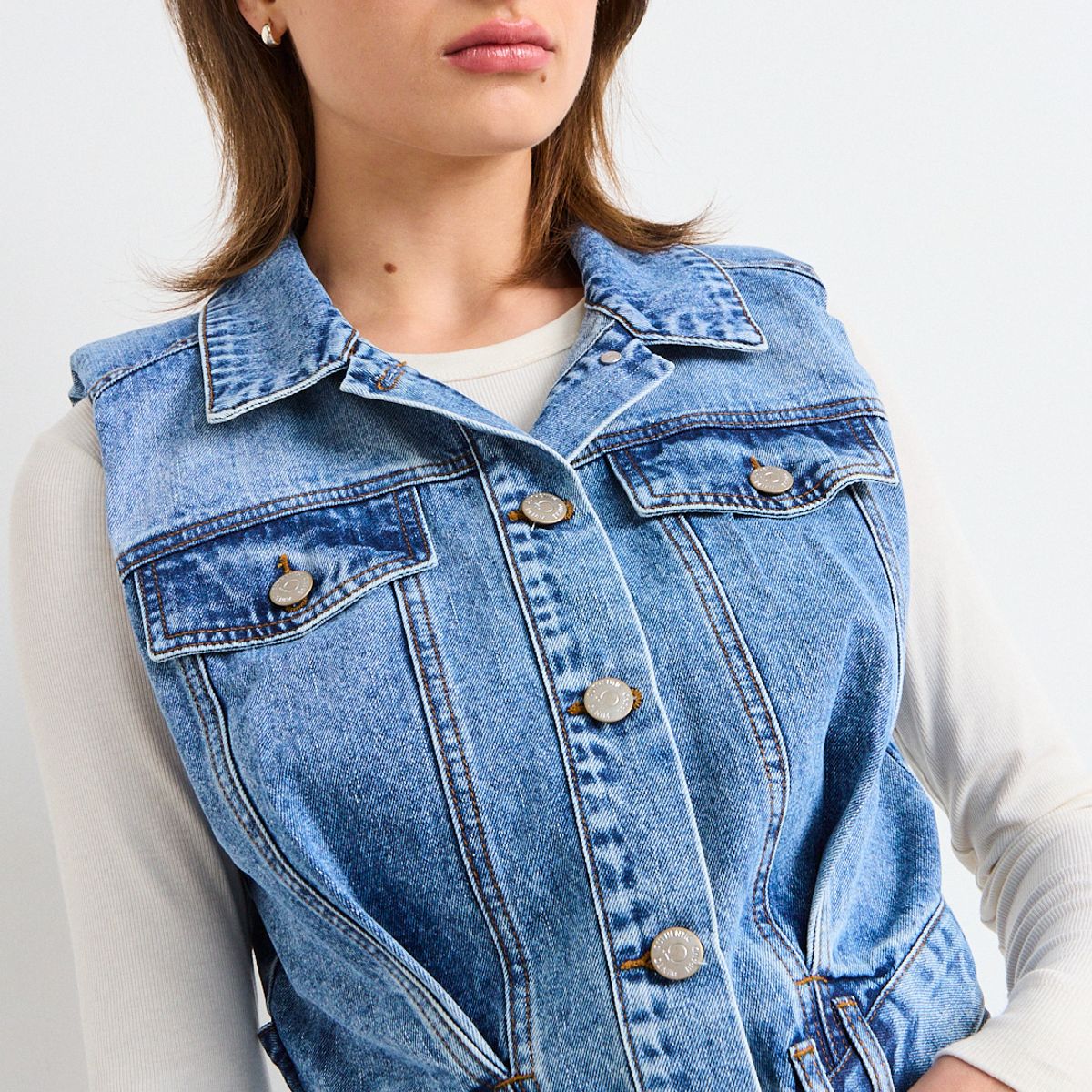 IO - Chaqueta Mezclilla Mujer Azul Io
