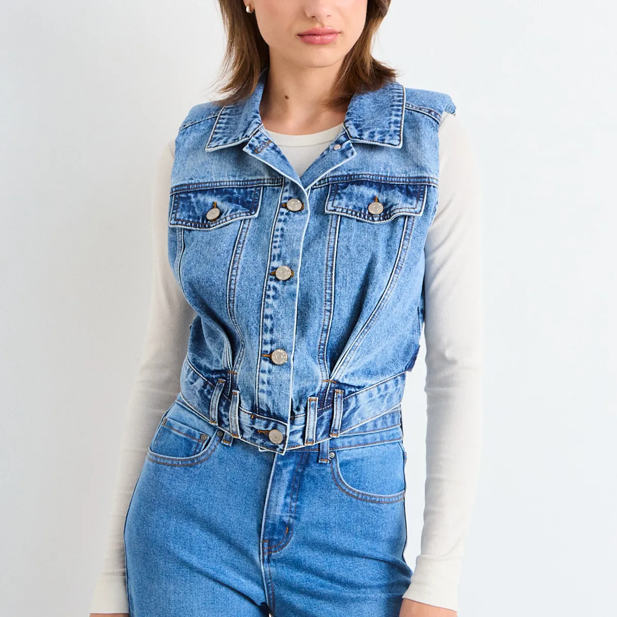 IO - Chaqueta Mezclilla Mujer Azul Io