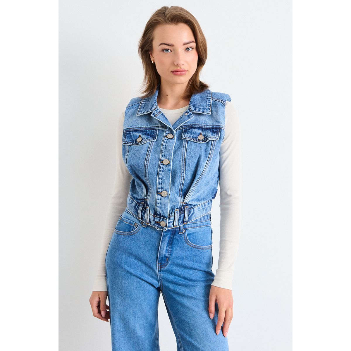 IO - Chaqueta Mezclilla Mujer Azul Io