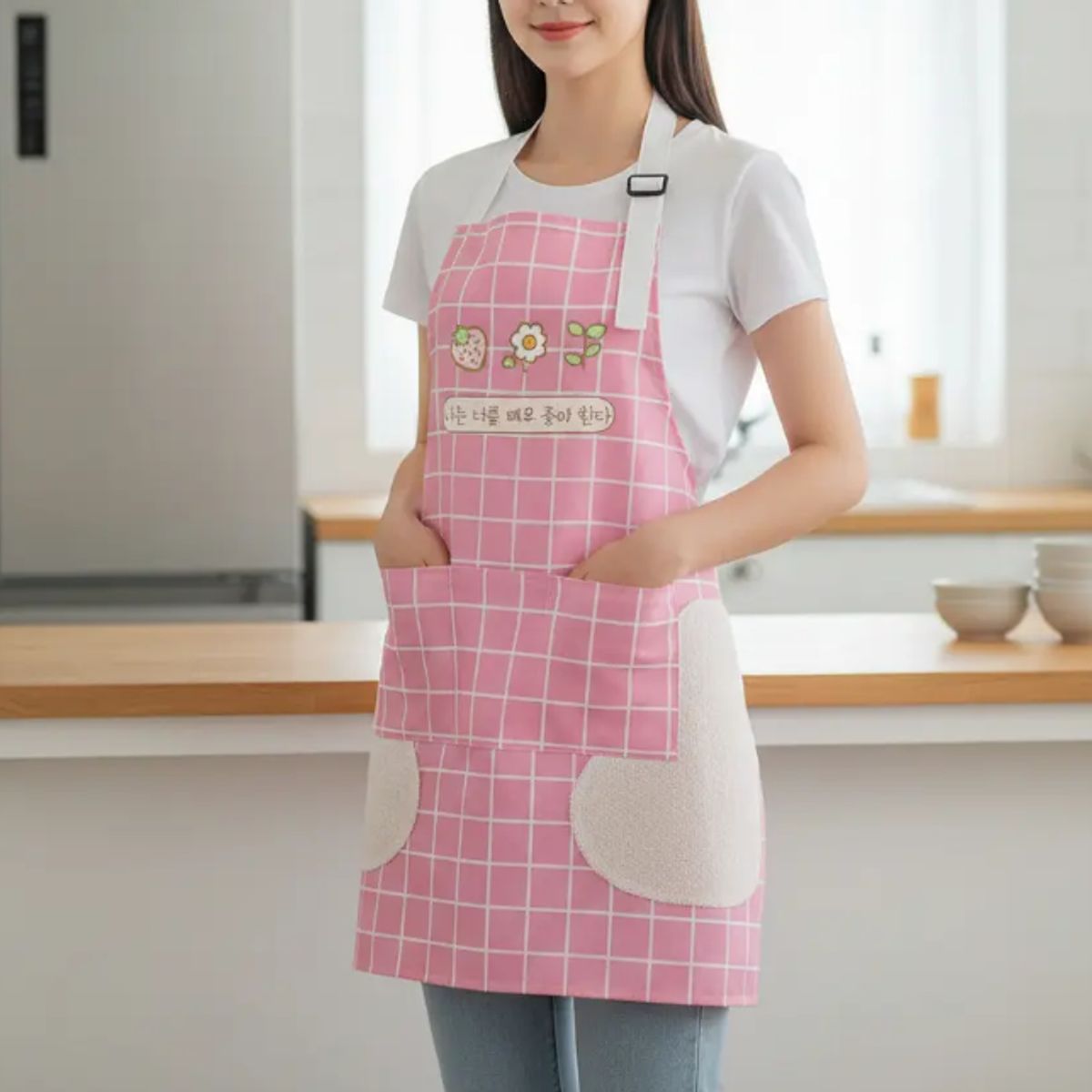 GENERICO - Delantal De Cocina Con Diseño Coreano Y Seca Manos