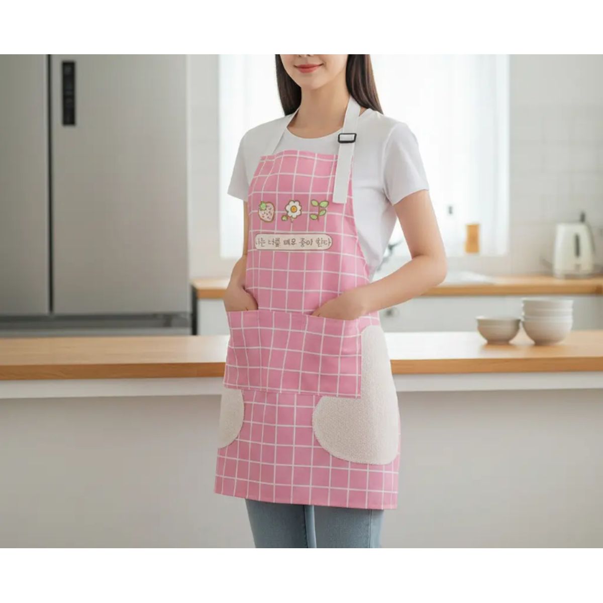 GENERICO - Delantal De Cocina Con Diseño Coreano Y Seca Manos