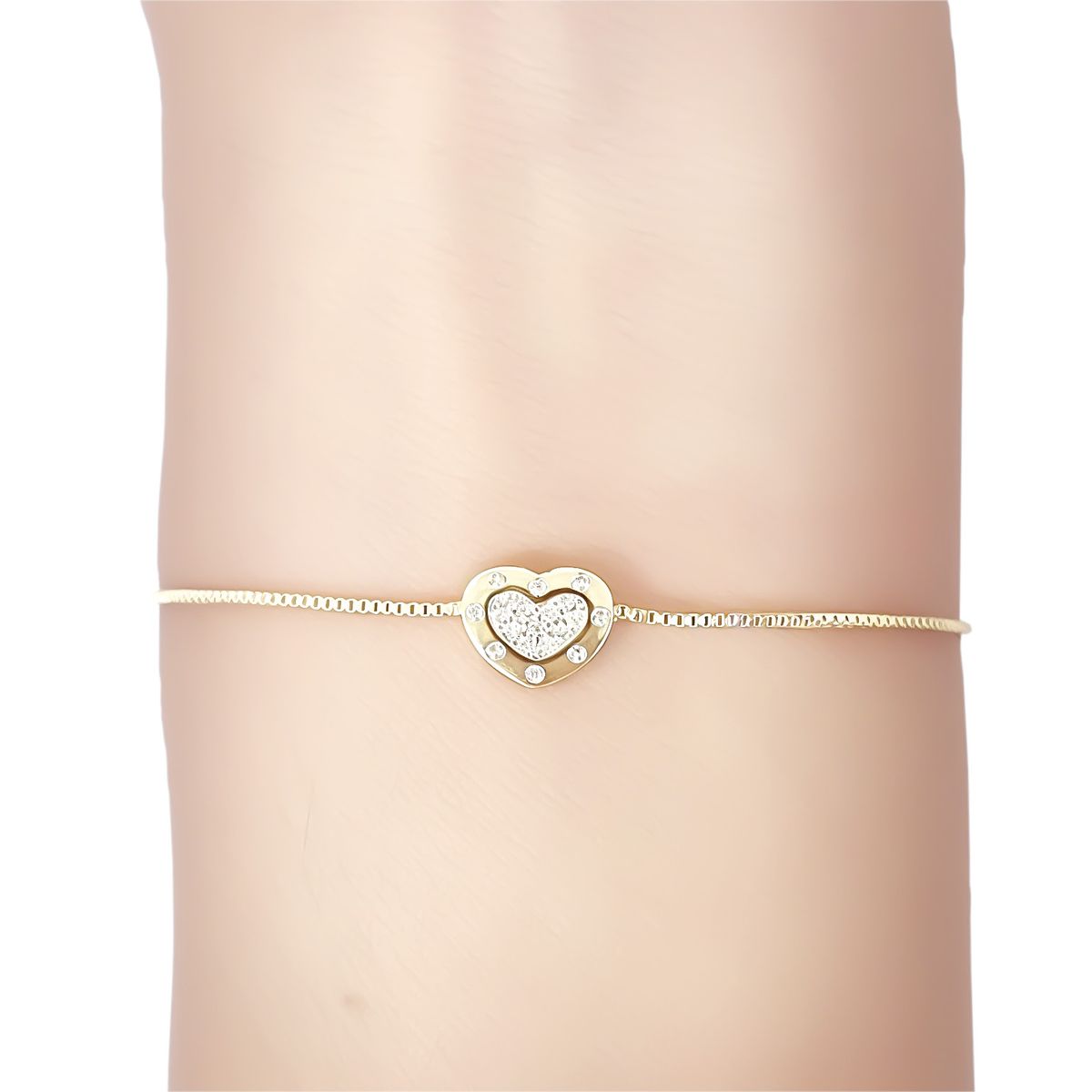 COGGIOLA - Pulsera Corazón Circón Borde Enchapado Oro 18K