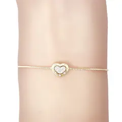 COGGIOLA - Pulsera Corazón Circón Borde Enchapado Oro 18K