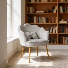 GENERICO - Silla Comedor Living Tocador Felpa Gris Decoracion Nordico