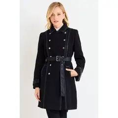 ASH - Chaqueton Liso Con Cinturon Mujer Negro