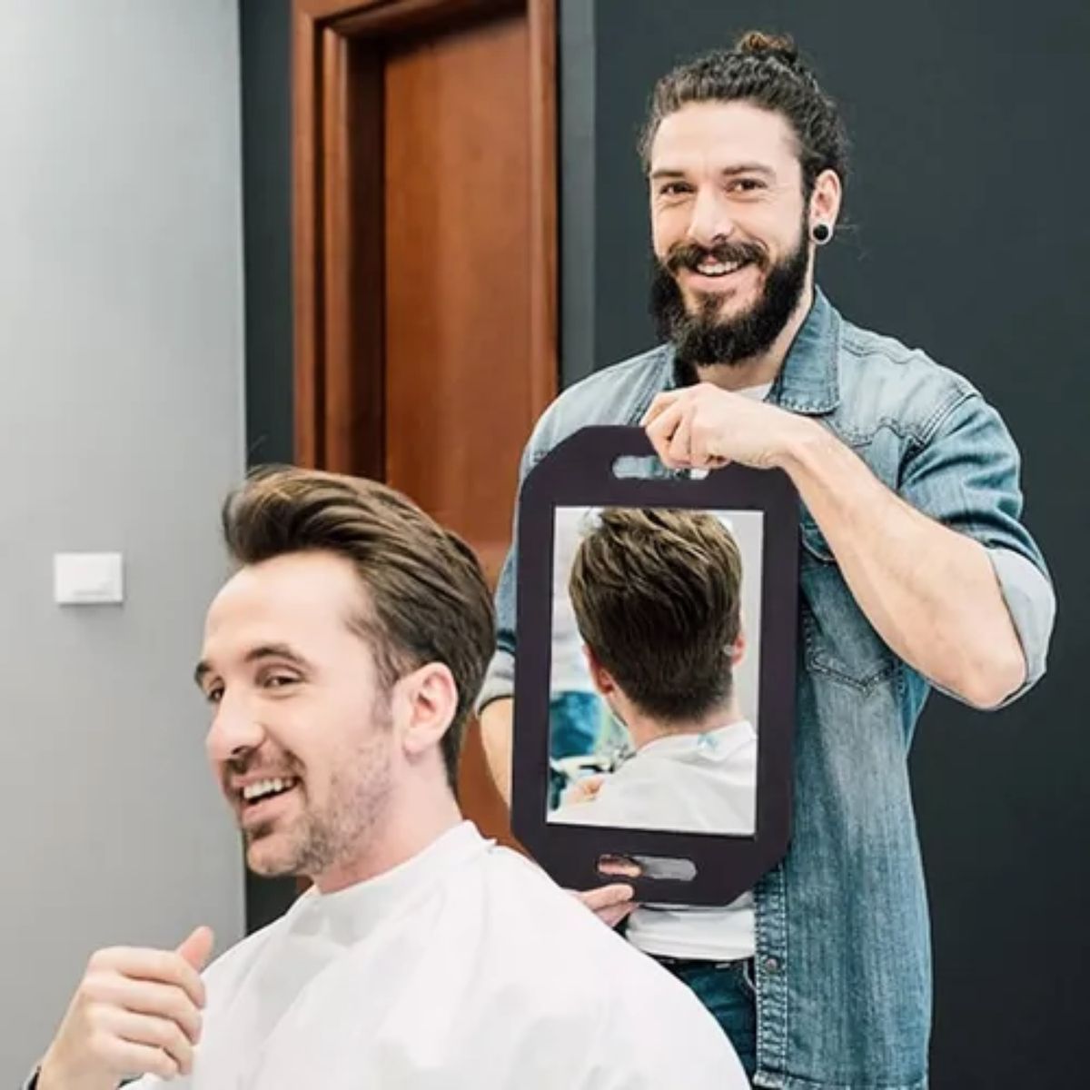 GENERICO - Espejo Barbería Peluquería Borde De Espuma