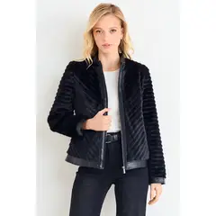 ASH - Casaca Efecto Pelo Mujer Negro