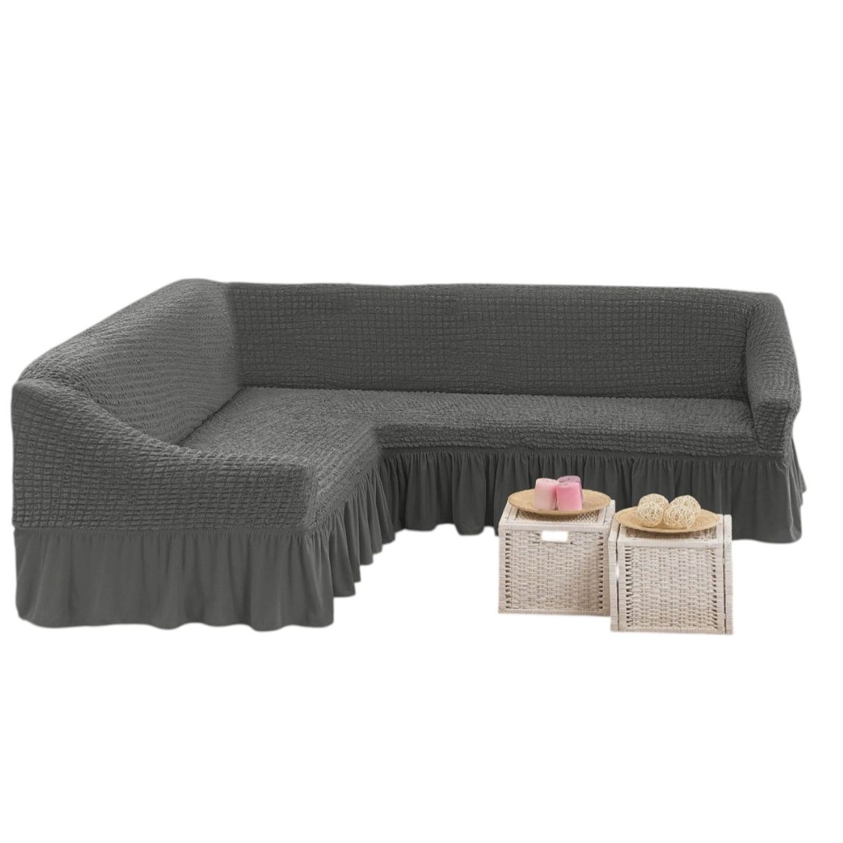 GENERICO - Fundas De Sofa Tipo L Modelo Turco Color Gris