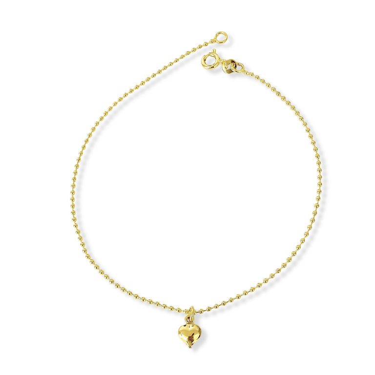 Tobillera Mini Beads Corazon Enchapado Oro 18K Dorado TALLA UNICA