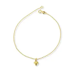 COGGIOLA - Tobillera Mini Beads Corazón Enchapado Oro 18K