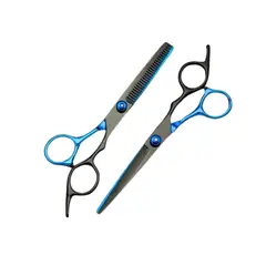 GENERICO - Set Tijeras Peluquería Para Corte De Cabello 6 AzulNegro