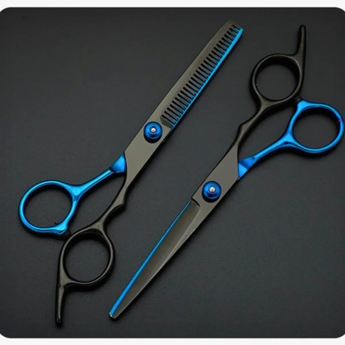 GENERICO - Set Tijeras Peluquería Para Corte De Cabello 6 AzulNegro