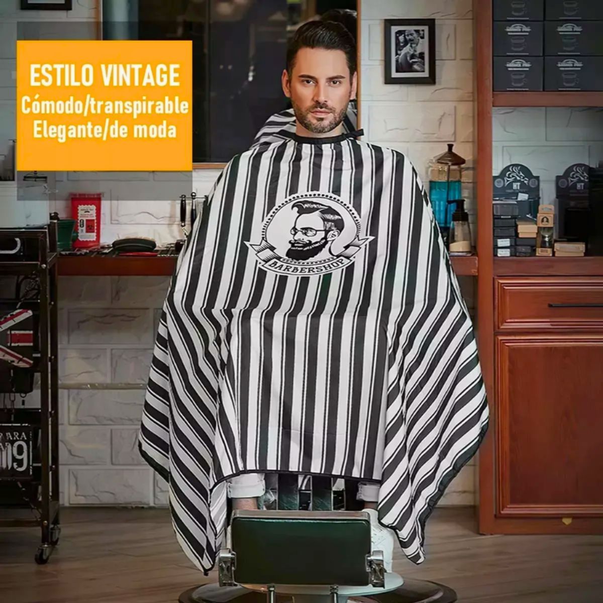 GENERICO - Capa de Corte para Barbería y Peluquería  Ajustable e Impermeable